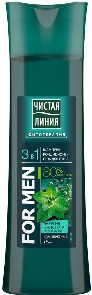 Шампунь Чистая линия Men 3в1 энергия и чистота мята хмель 400мл