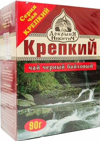 Чай Добрыня Никитич Крепкий черн среднелист к/у 90г