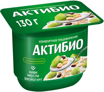 Биойогурт Данон АктиБио киви-мюсли 3% 130г без змж