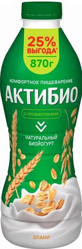 Биойогурт Данон АктиБио злаки 1,6% бут 870г без змж