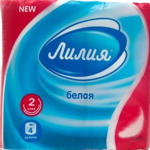 Бумага туалетная Лилия белая 2-хсл 4шт