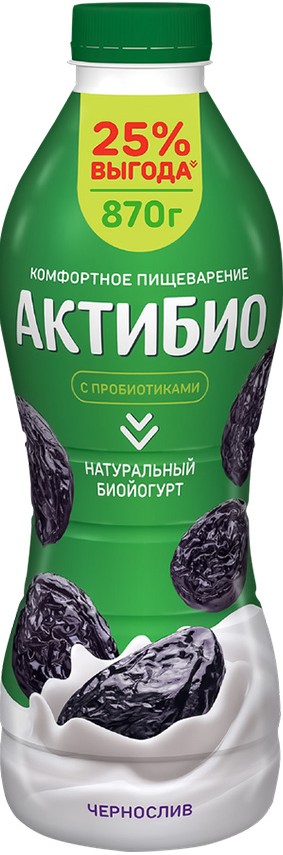Биойогурт Данон АктиБио чернослив 1,5% бут 870г без змж