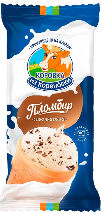 Мороженое Коровка из Кореновки пломбир с шок крошкой 15% 80г без змж