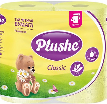 Бумага туалетная Plushe Classic ромашка 2-хсл 4шт
