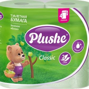 Бумага туалетная Plushe Classic яблоко 2-хсл 4шт
