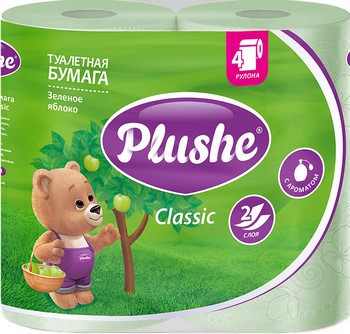 Бумага туалетная Plushe Classic яблоко 2-хсл 4шт