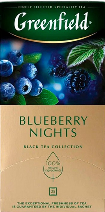 Чай Greenfield Blueberry Nights черный конверт ф/п с/я 25*1,5г