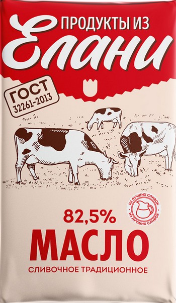 Масло Продукты из Елани Традиционное сливочное 82,5% 180г без змж