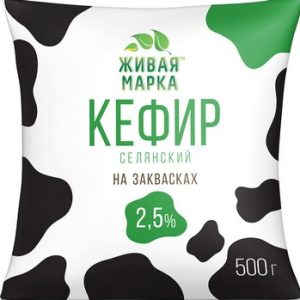 Кефир Живая марка Селянский 2,5% п/э 500г без змж