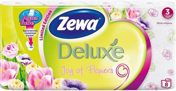 Бумага туалетная Zewa Deluxe цветы 3-хсл 8шт