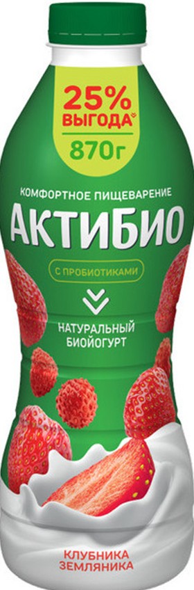 Биойогурт Данон АктиБио клубника-земляника 1,5% бут 870г без змж