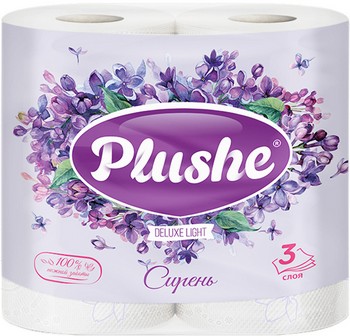 Бумага туалетная Plushe Deluxe light сирень 3-хсл 4шт