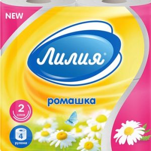 Бумага туалетная Лилия ромашка 2-хсл 4шт