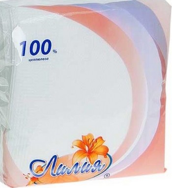 Салфетки Лилия белые 24х24см 100шт