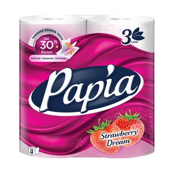 Бумага туалетная Papia Strawberry dream 3-хсл 4шт