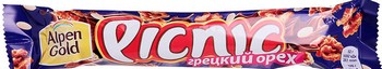 Батончик Alpen Gold Picnic грецк.орех/арахис/карамель 52г