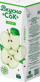 Напиток ВкусноСок сокосодержащий яблоко т/п 0,2 л