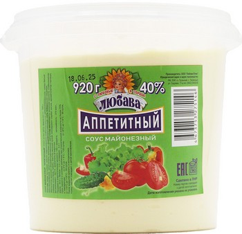 Майонез Любава Провансаль аппетитный 40% ведро 920г