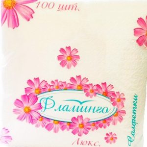 Салфетки Фламинго Люкс белые 1слн 23,3х23,5см 100шт