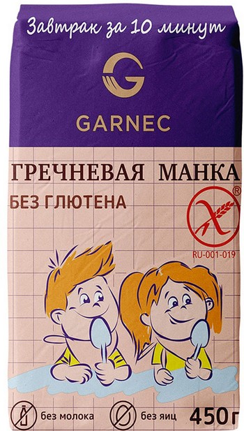 Крупа Garnec гречневая манка б/глютена 450г