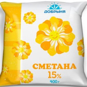 Сметана Добрыня 15% п/э 400г без змж