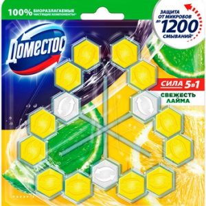 Блок д/унитаза DomestosТрио свежесть лайма 3х55г
