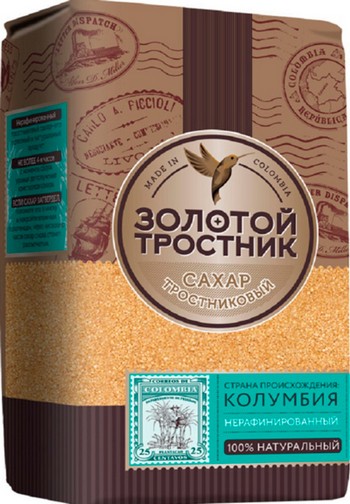 Сахар Золотой Тростник тростниковый нераф. 900г