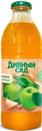 Напиток Дивный сад сокосодержащий яблочный осветленный ст/б 1л