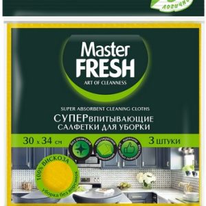 Салфетки д/уборки Master Fresh вискозные супер впитывающие 3шт