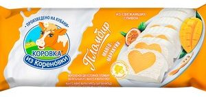 Мороженое Коровка из Кореновки пломбир двухсл. манго-маракуйя 400г без змж