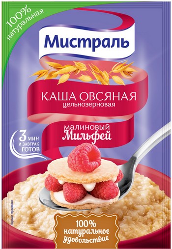 Каша Мистраль овсяная малиновый мильфей 40г
