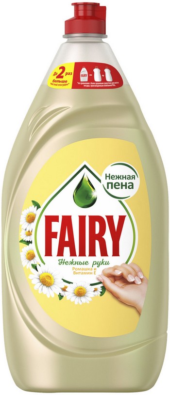 Средство д/мытья посуды Fairy нежные ручки ромашка и витамин Е пена эффект 1350мл