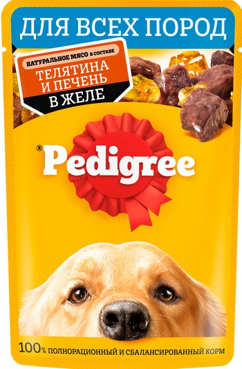 Корм д/собак Pedigree телятина-печень желе м/у 85г