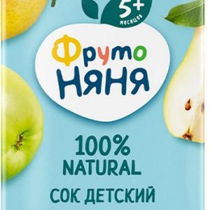 Сок ФрутоНяня яблочно-грушевый с мякотью б/сахара т/п 200мл
