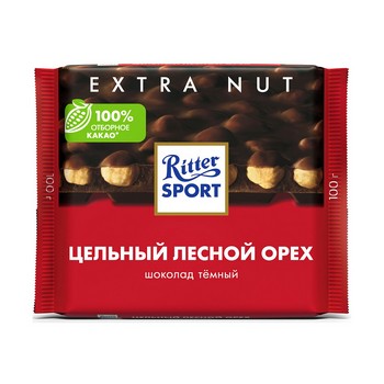 Шоколад Ritter Sport темный цельный лесной орех 100г