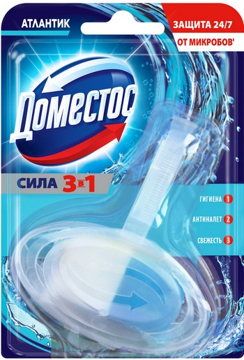 Блок д/унитаза Domestos 3в1 атлантик 40г