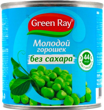Горошек Green Ray зеленый Молодой б/сахара ж/б ключ 400г/425мл