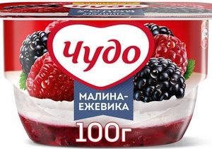 Десерт творожный Чудо 2-слн малина-ежевика 4,2% стак 100г без змж