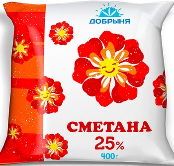 Сметана Добрыня 25% п/э 400г без змж