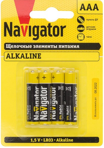 Батарейка Navigator щелочная NBT-NPE-LR03-BP4 блист 4шт