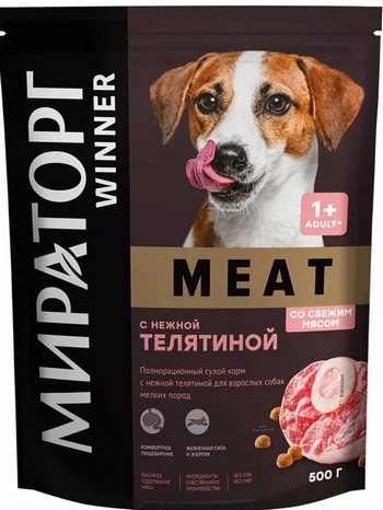 Корм д/собак Мираторг Meat ароматная курочка д/мелких пород м/у 500г