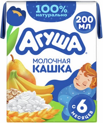 Каша Агуша Засыпайка молочно-злаковая груша-банан т/п 200мл