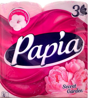 Бумага туалетная Papia Secret garden 3-хсл 4шт