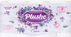 Бумага туалетная Plushe Deluxe light сирень 3-хсл 8шт
