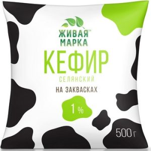 Кефир Живая марка Селянский 1% п/э 500г без змж