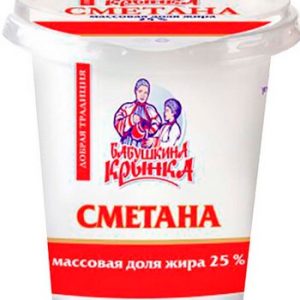 Сметана Бабушкина крынка бифидобактериями 25% стак 380г без змж