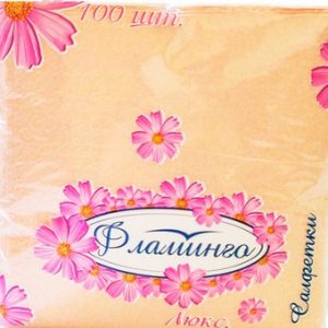 Салфетки Фламинго Люкс цветные 1слн 23,3х23,5см 100шт