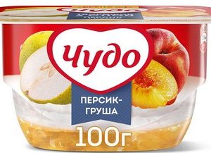 Десерт творожный Чудо 2-слн персик-груша 4,2% стак 100г без змж