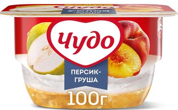 Десерт творожный Чудо 2-слн персик-груша 4,2% стак 100г без змж
