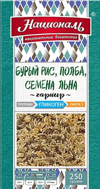 Смесь Националь бурый рис/полба/семена льна Гликоген к/у 250г